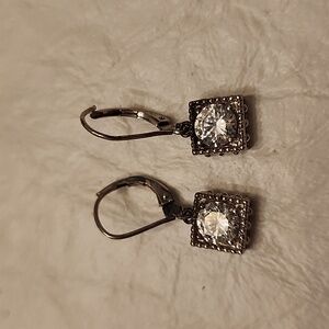 Diamond simulant gem dangle earrings